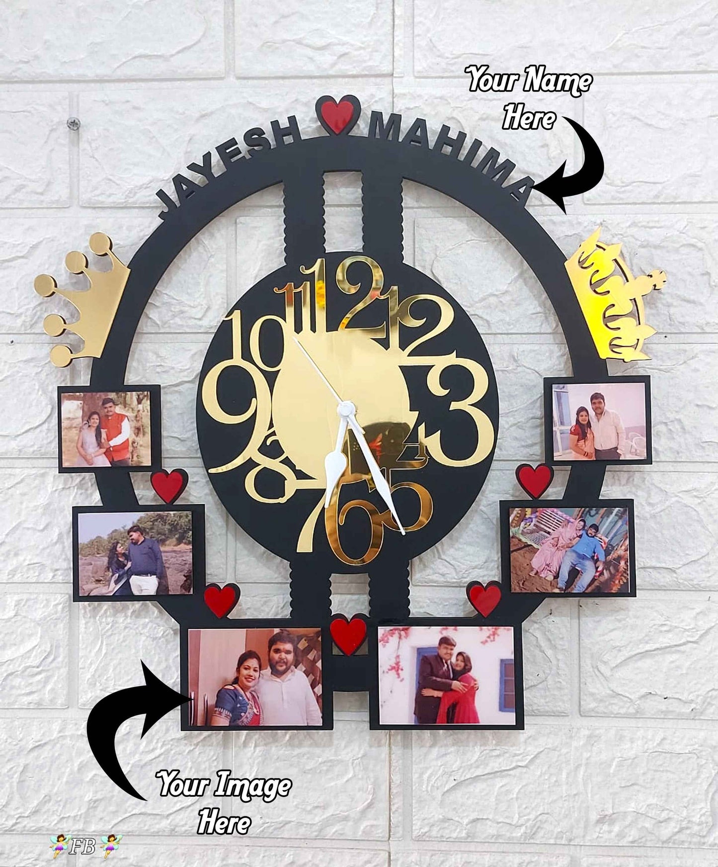 Couple Special Photo Wall Clock with Name