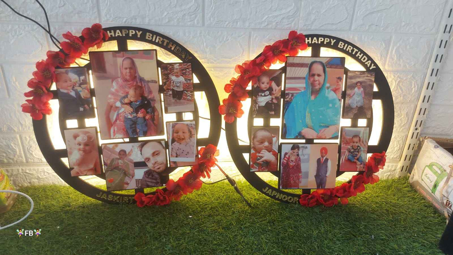 Personalized Round wooden frame with photo