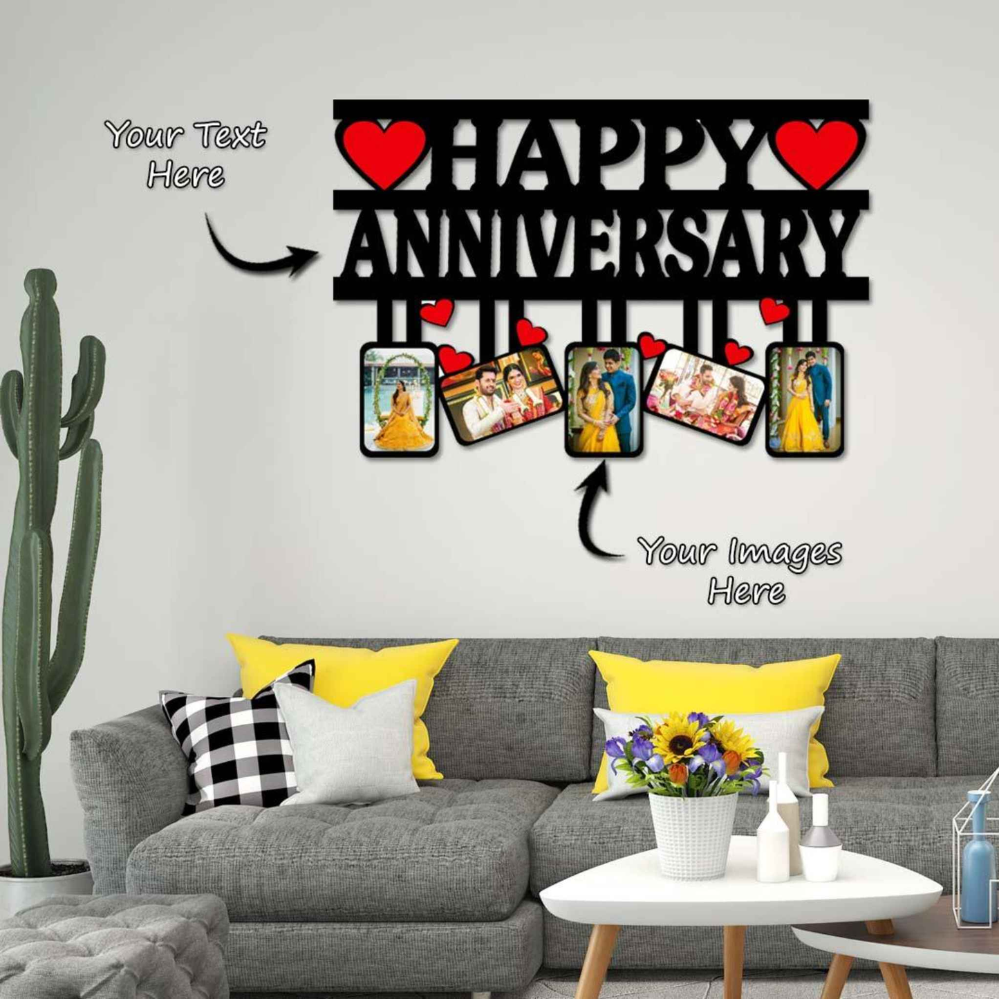 ANNIVERSARY WOODEN PHOTO FRAME WITH NAME