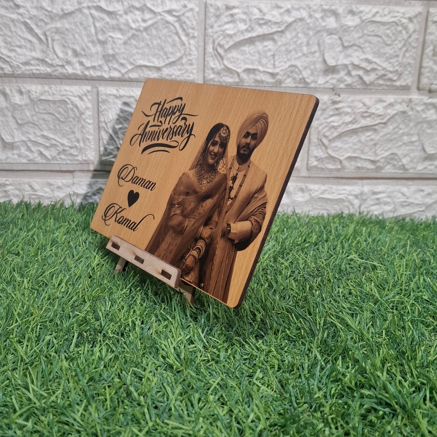 Customized Wooden Photo Frame with Stand - Personalizable Keepsake Decor