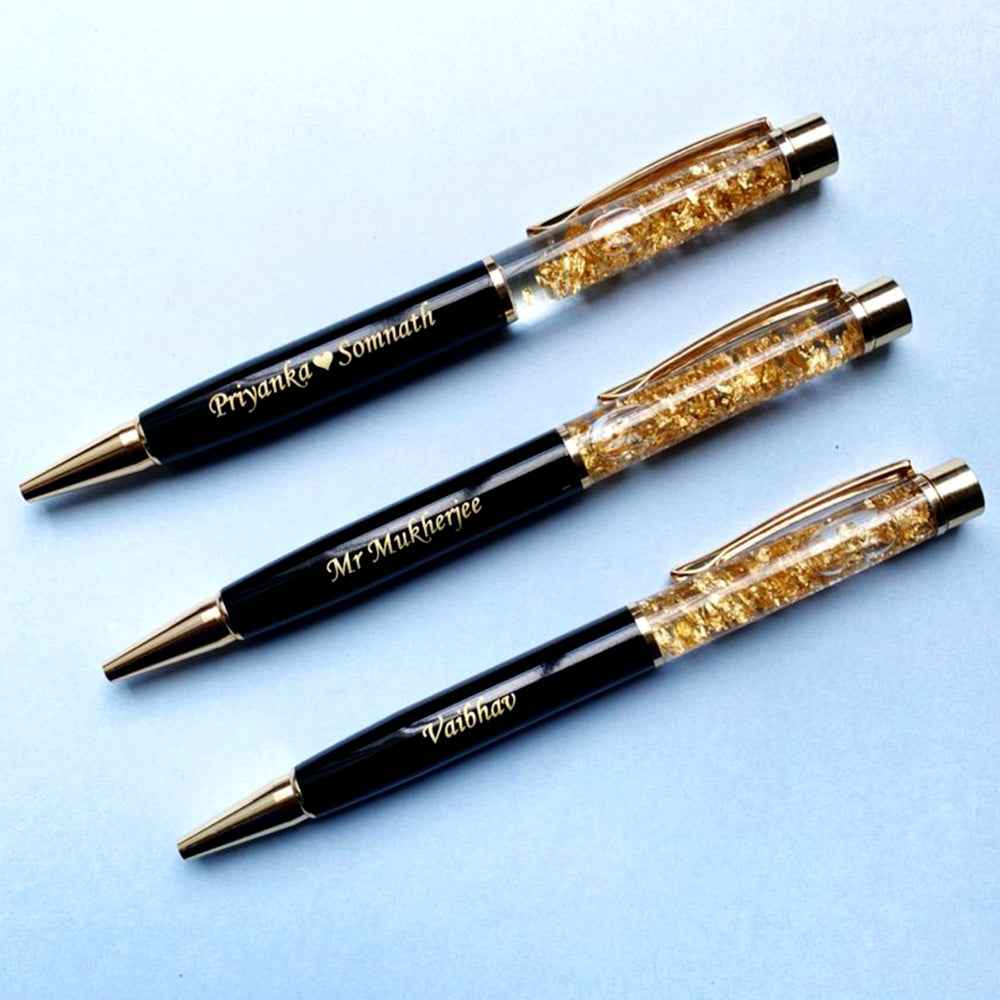 Personalized Black Color Gold Flack Pen