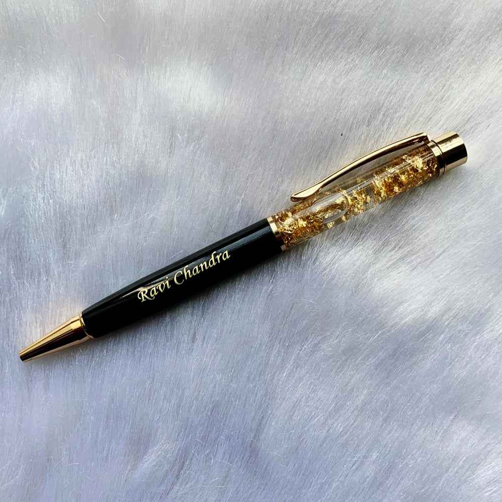 Personalized Black Color Gold Flack Pen