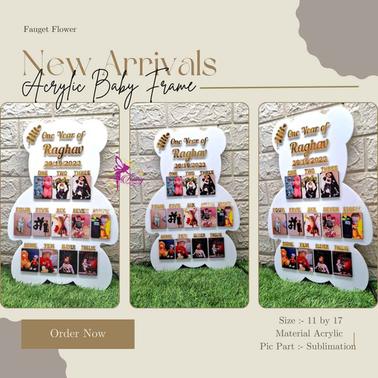 Personalized One Year Baby Milestone Photo Frame – Teddy Shape