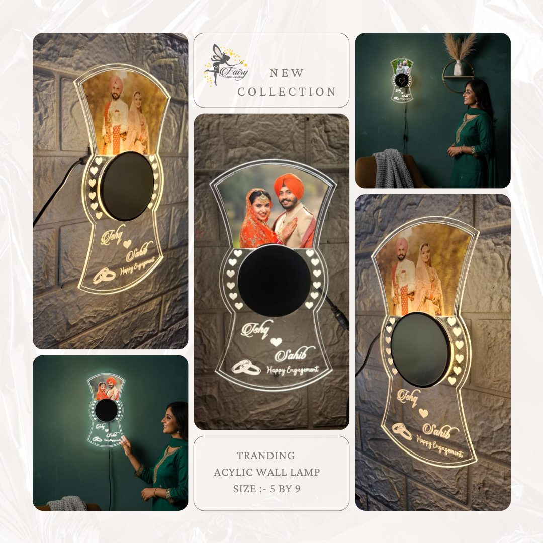 Customized Wall Hanging Acrylic Lamp with Photo & Name