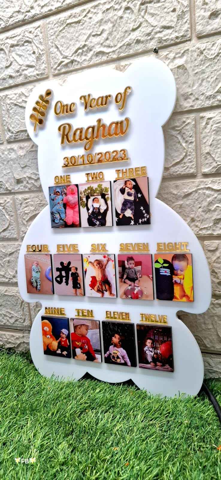 Personalized One Year Baby Milestone Photo Frame – Teddy Shape