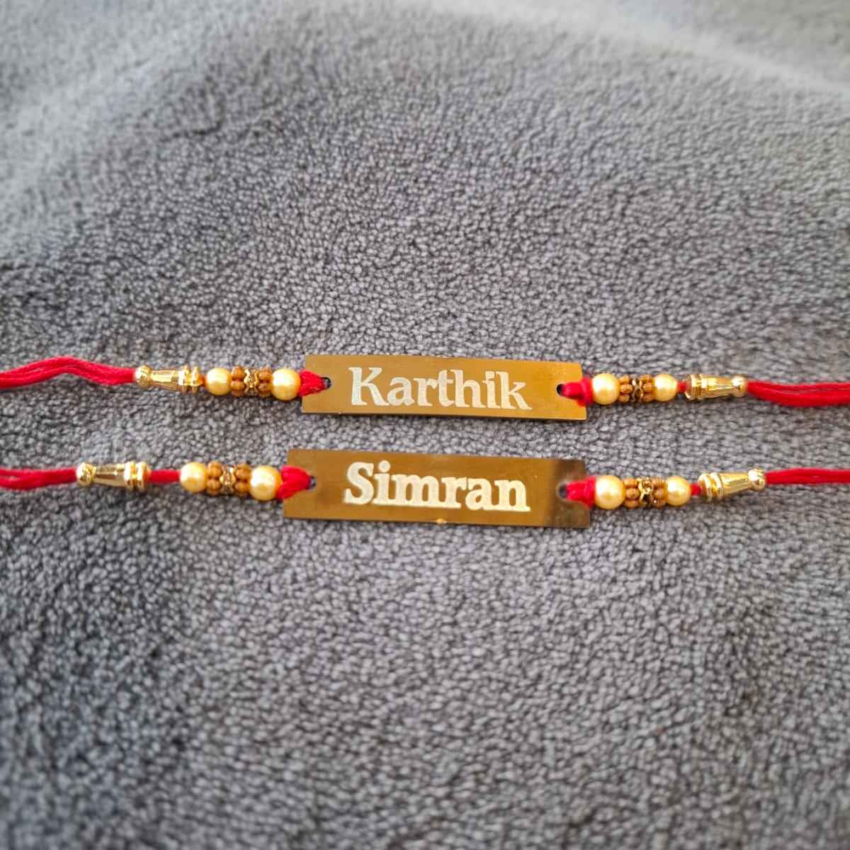 Personalized Name Rakhi for Brother – Custom Rakhi with Elegant Beads