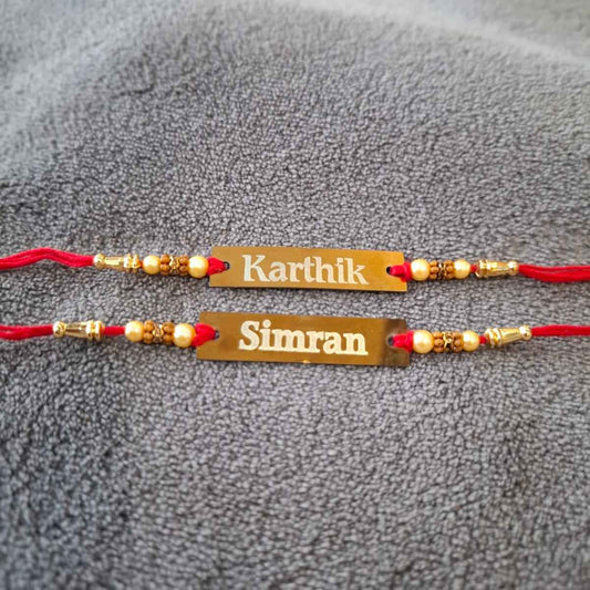 Personalized Name Rakhi for Brother – Custom Rakhi with Elegant Beads