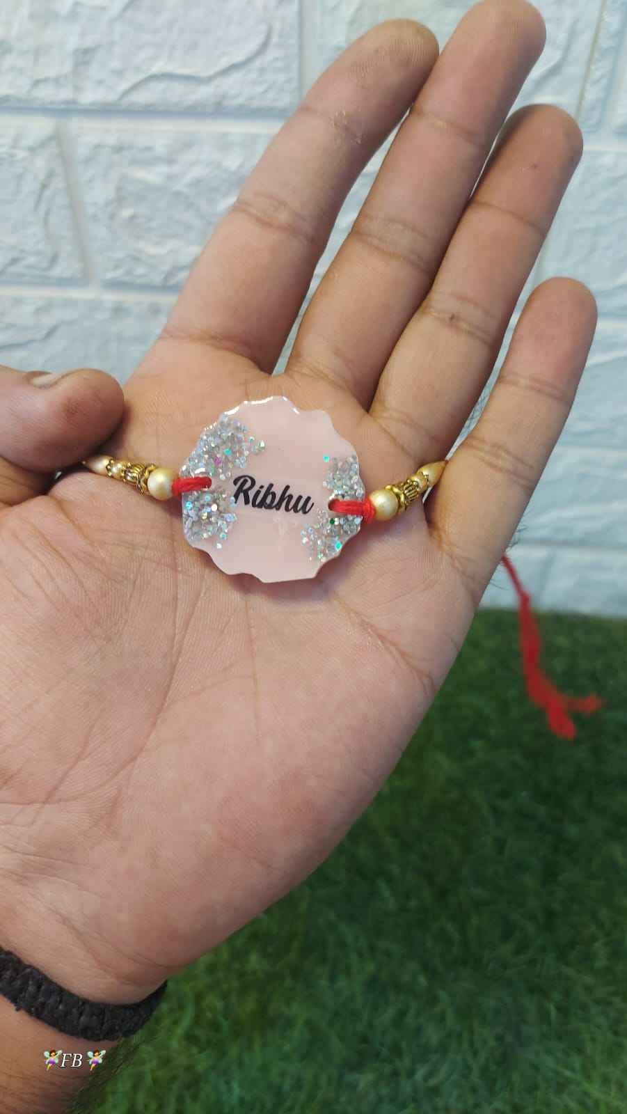 Personalized Name Resin Rakhi for Brother – Custom Glitter Rakhi for Raksha Bandhan 2025