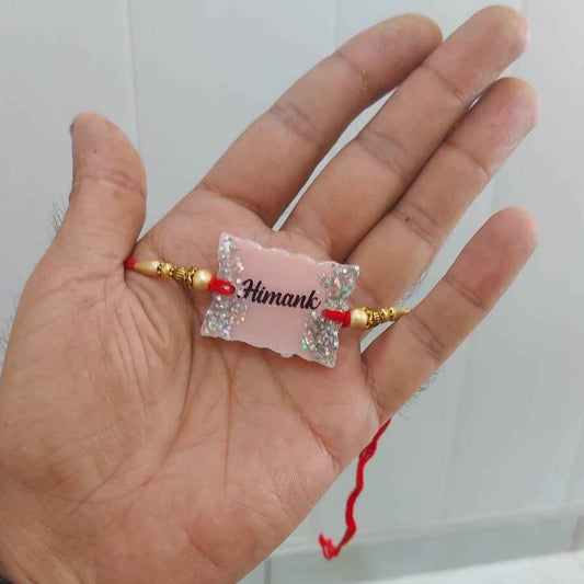 Personalized Name Resin Rakhi for Brother – Custom Glitter Rakhi for Raksha Bandhan 2025