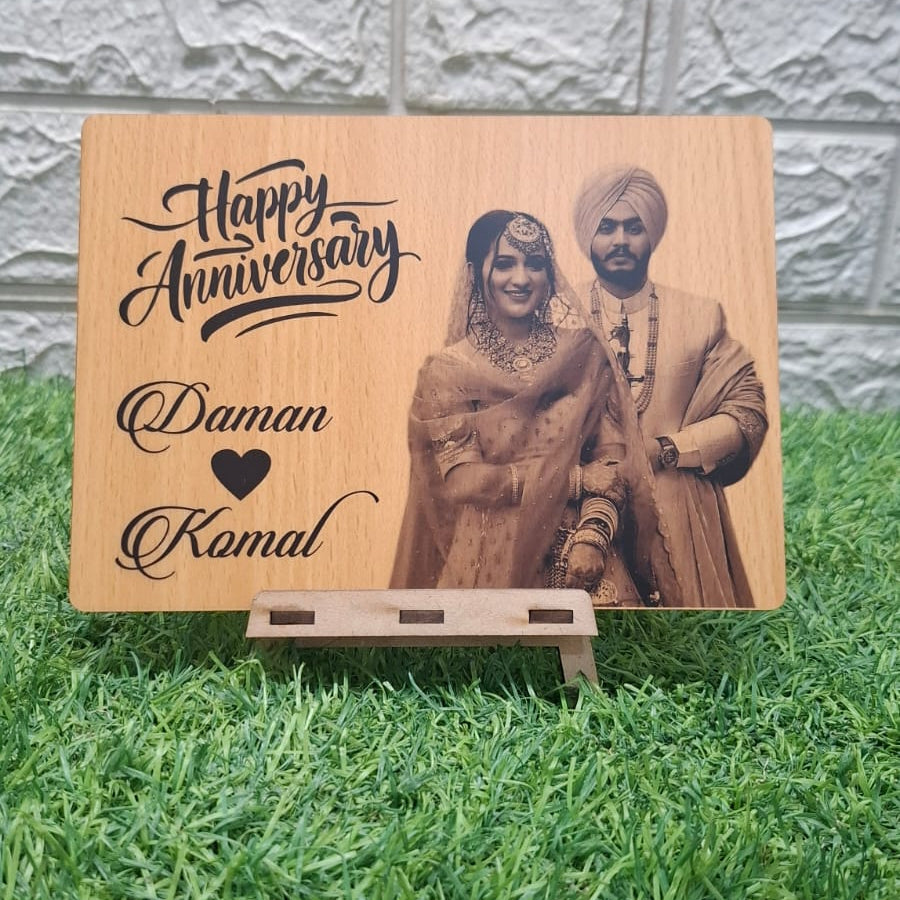 Customized Wooden Photo Frame with Stand - Personalizable Keepsake Decor