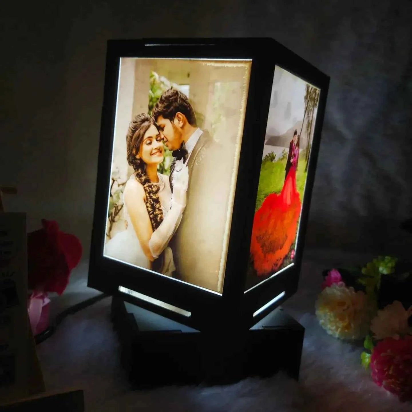 Customized Wooden Rotating Photo Lamp